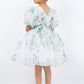 Big Puff Sleeve Print Girl Party Dress by Cinderella Couture USA AS9162