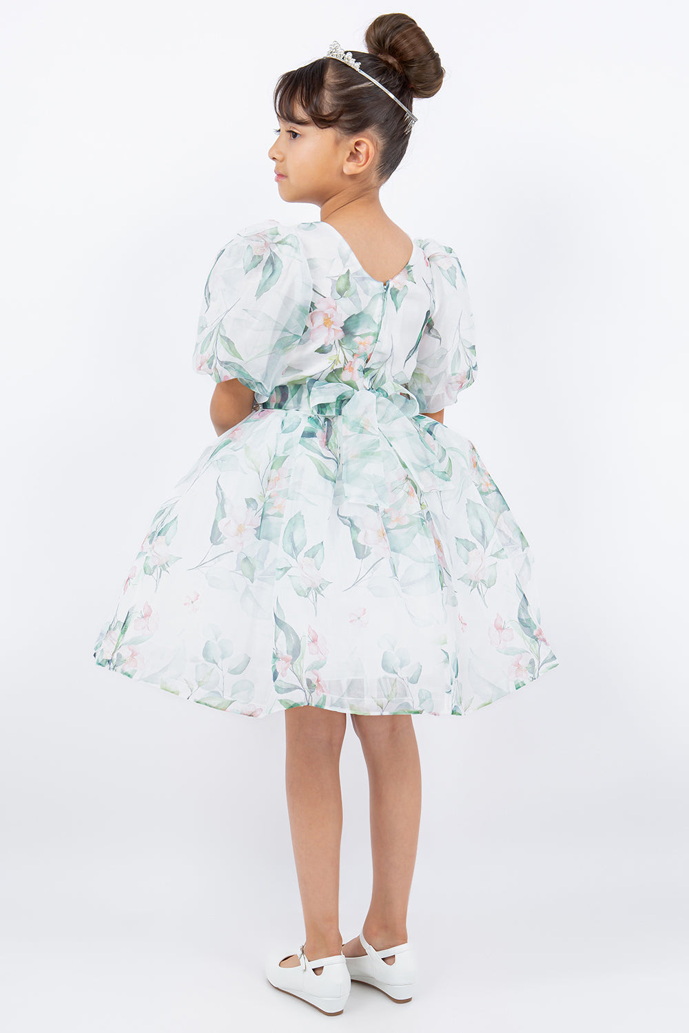 Big Puff Sleeve Print Girl Party Dress by Cinderella Couture USA AS9162