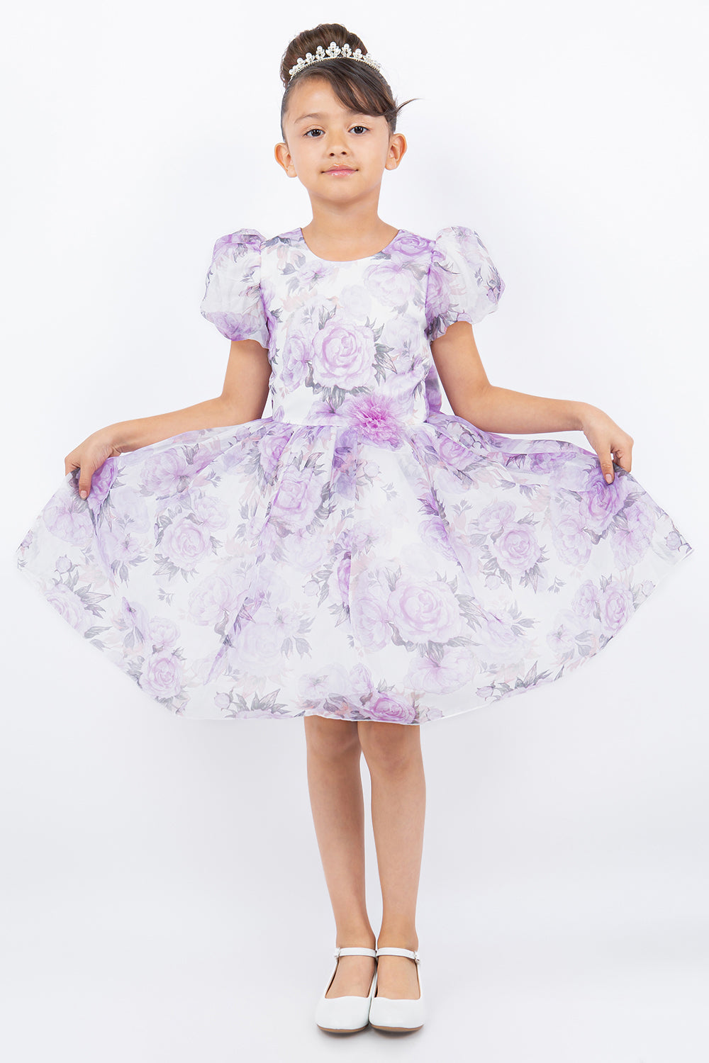 Beautiful Flower Print Organza Girl Party Dress by Cinderella Couture USA AS9163