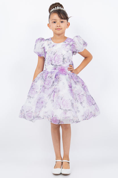 Beautiful Flower Print Organza Girl Party Dress by Cinderella Couture USA AS9163