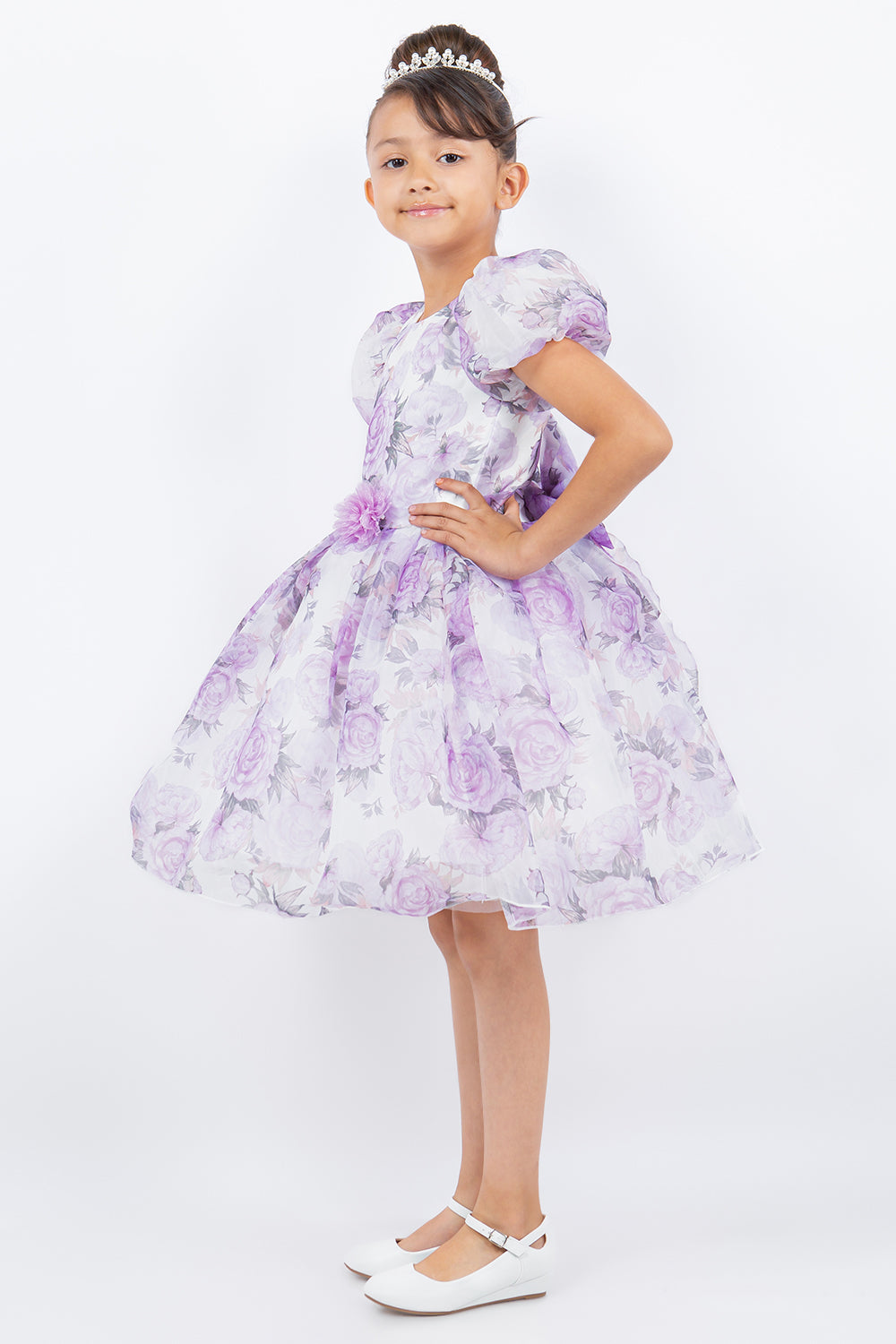 Beautiful Flower Print Organza Girl Party Dress by Cinderella Couture USA AS9163