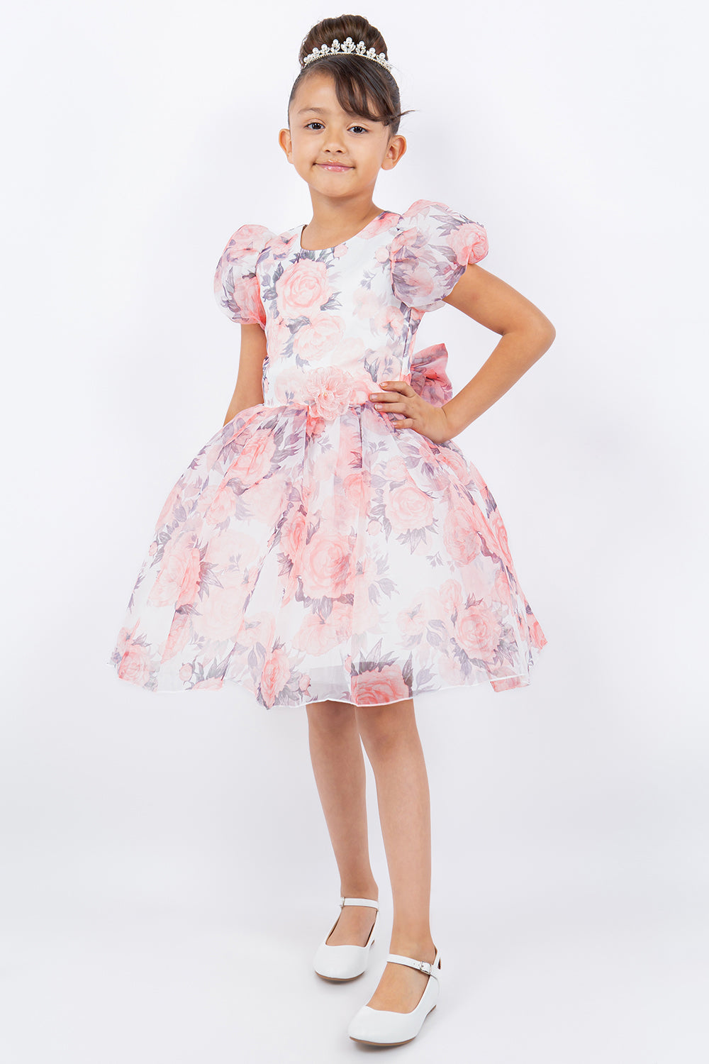 Beautiful Flower Print Organza Girl Party Dress by Cinderella Couture USA AS9163