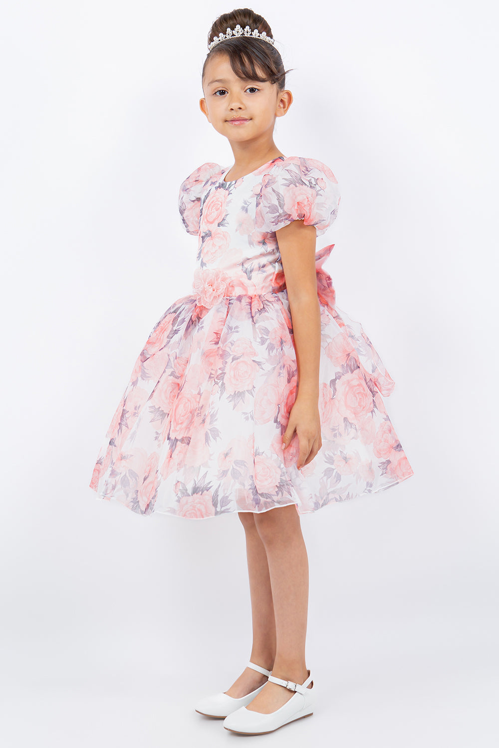 Beautiful Flower Print Organza Girl Party Dress by Cinderella Couture USA AS9163