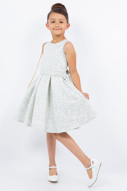 Jacquard Foil Print Girl Party Dress by Cinderella Couture USA AS9164