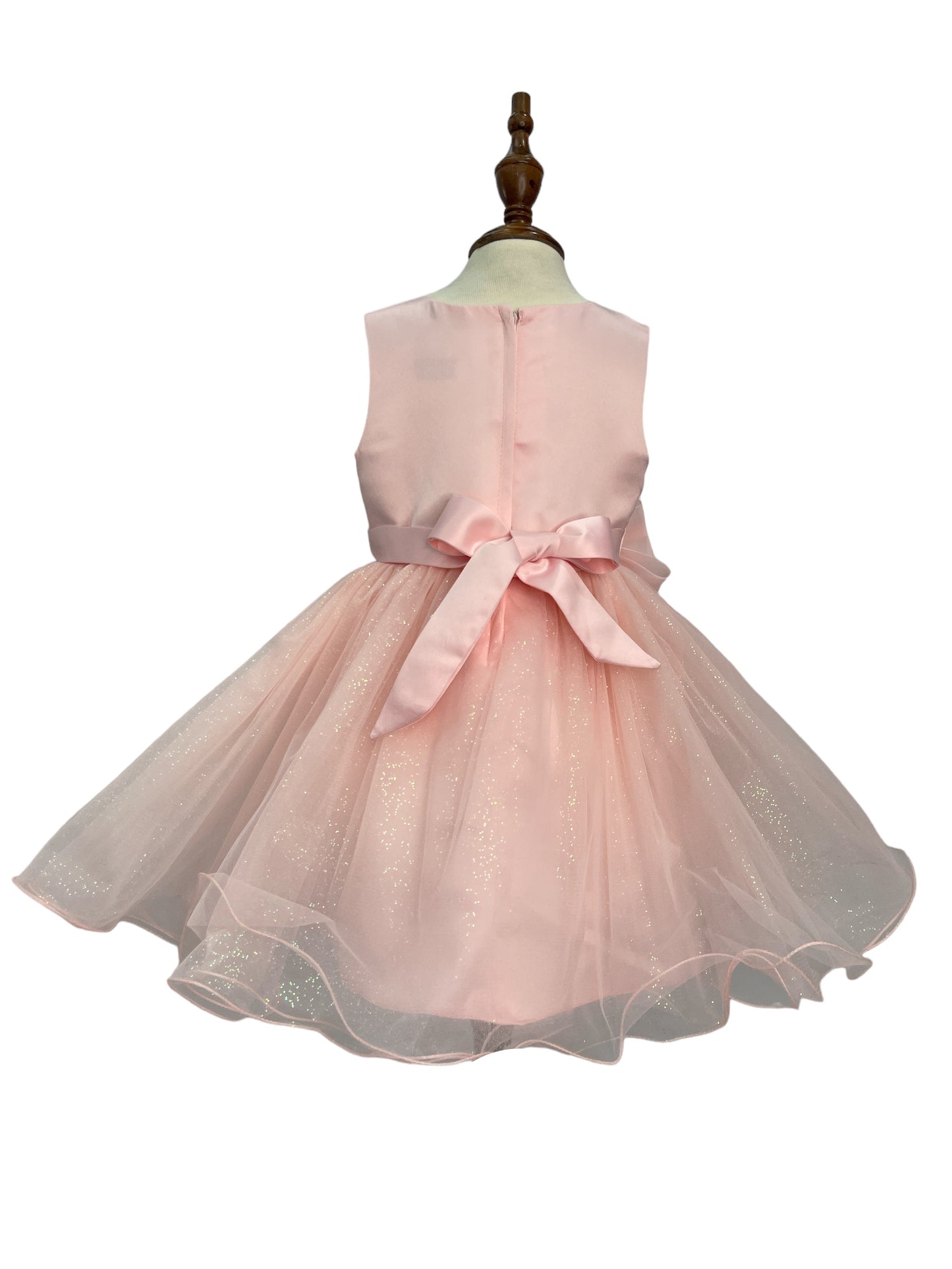 Crystal Tulle Ribbon Flowers Baby Dress by Cinderella Couture USA AS9166B