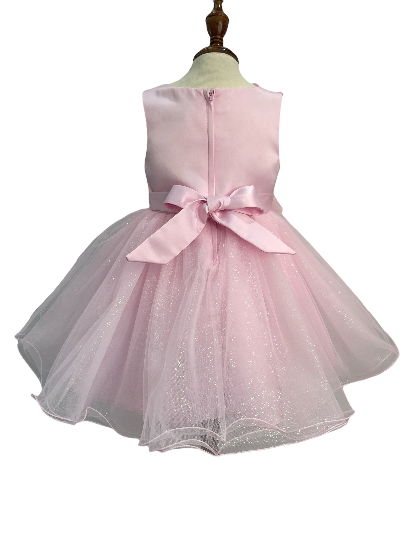 Crystal Tulle Ribbon Flowers Baby Dress by Cinderella Couture USA AS9166B