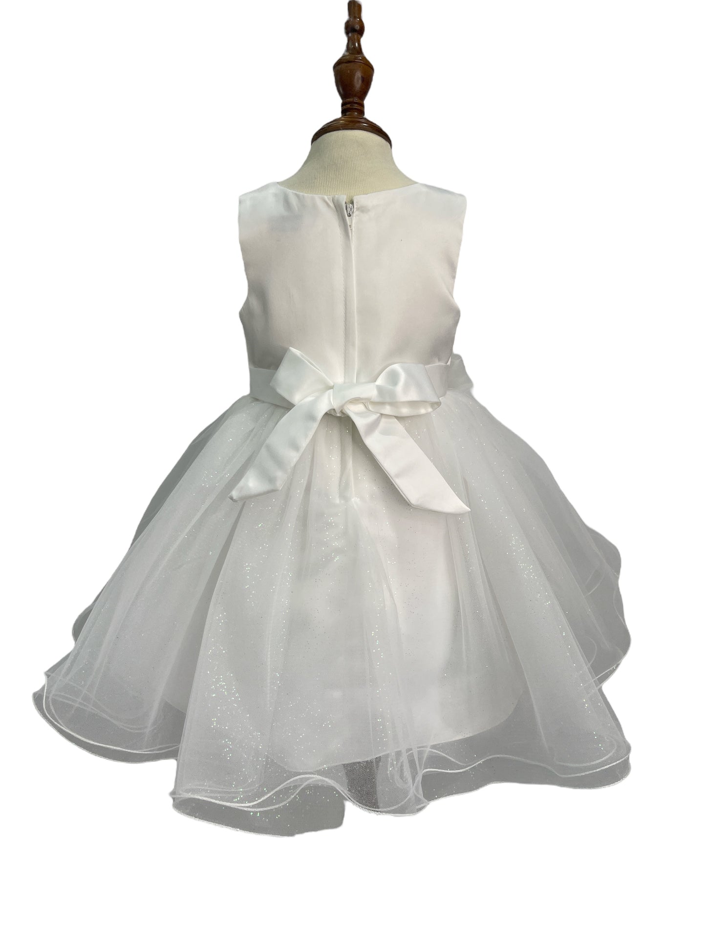 Crystal Tulle Ribbon Flowers Baby Dress by Cinderella Couture USA AS9166B