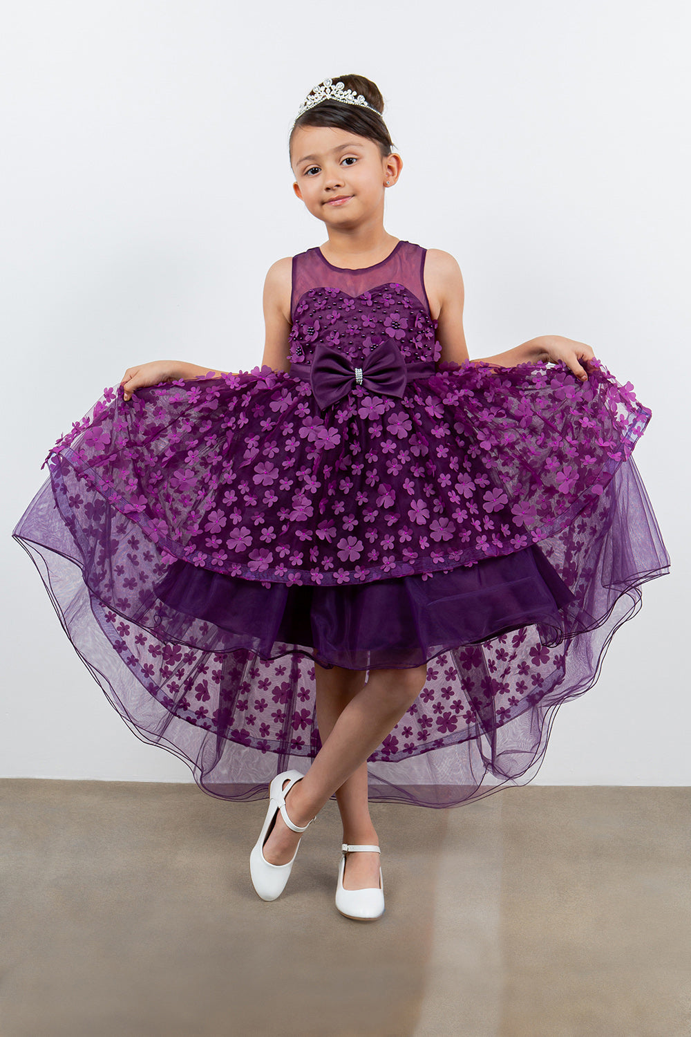 3D Flowers Elegant Illusion Girl Party Dress by Cinderella Couture USA AS9170