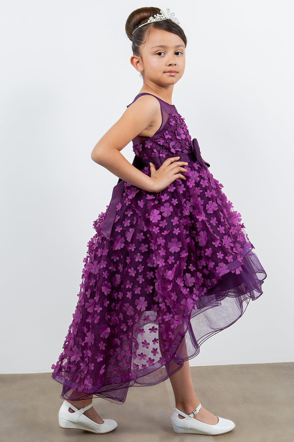 3D Flowers Elegant Illusion Girl Party Dress by Cinderella Couture USA AS9170