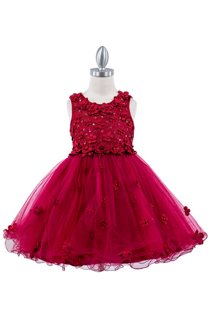 3D Floral Sleeveless Flower Girl Dress by Cinderella Couture USA AS9219