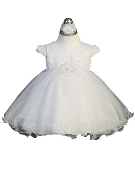 Flower Girl Cap Sleeved Waffle Pattern Bodice Dress by TIPTOP KIDS - AS2360