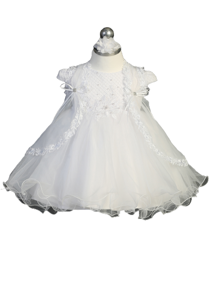 Flower Girl Cap Sleeved Waffle Pattern Bodice Dress by TIPTOP KIDS - AS2360