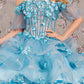 3-D Flower Applique Straight Across Neckline Quinceanera Dress by Elizabeth K - GL3180