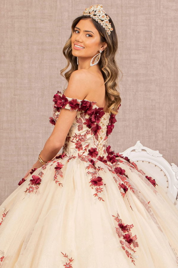 3-D Embroidery Off Shoulder Quinceanera Dress by GLS by Gloria - GL3105