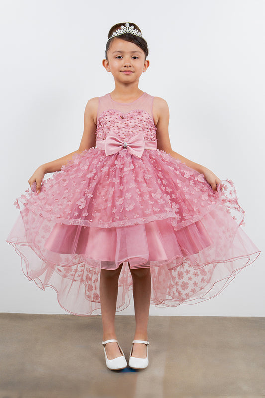 3D Flowers Elegant Illusion Girl Party Dress by Cinderella Couture USA AS9170