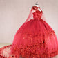 Glitter 3-D Flower Off Shoulder Quinceanera Dress by Elizabeth K - GL3179