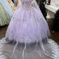 Glitter 3-D Flower Off Shoulder Quinceanera Dress by Elizabeth K - GL3179