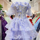 3-D Flower Applique Straight Across Neckline Quinceanera Dress by Elizabeth K - GL3180