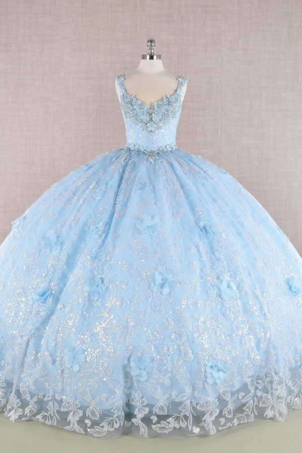 Butterfly Sequin Sweetheart Neckline Quinceanera Dress by Elizabeth K - GL3183