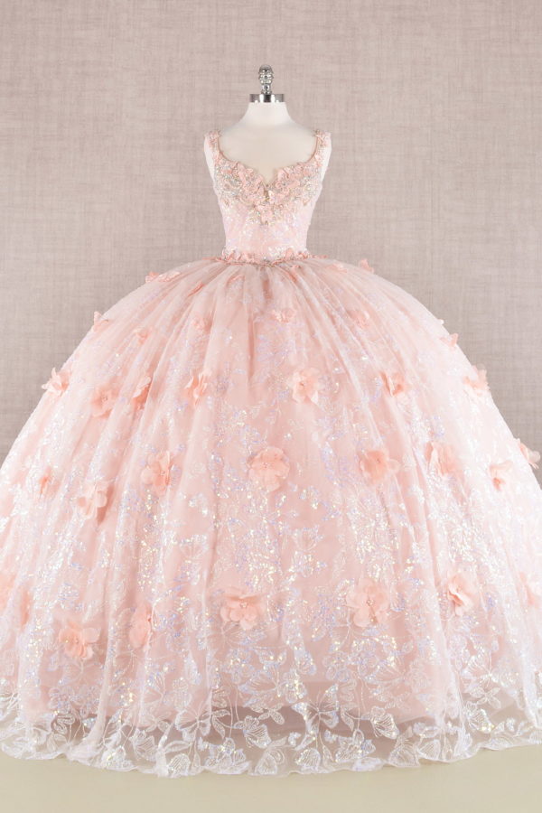 Butterfly Sequin Sweetheart Neckline Quinceanera Dress by Elizabeth K - GL3183