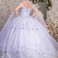 Glitter 3-D Flower Off Shoulder Quinceanera Dress by Elizabeth K - GL3179