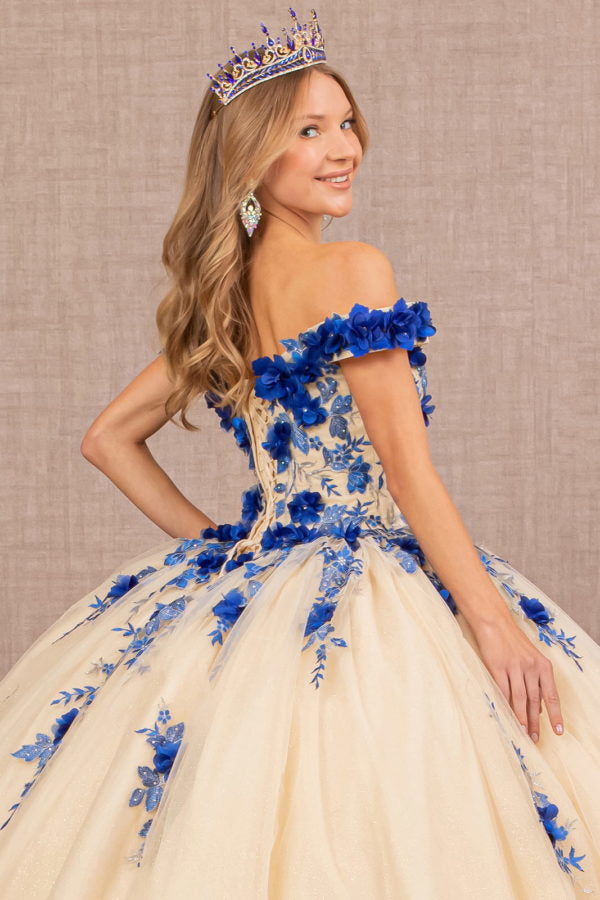 3-D Embroidery Off Shoulder Quinceanera Dress by GLS by Gloria - GL3105