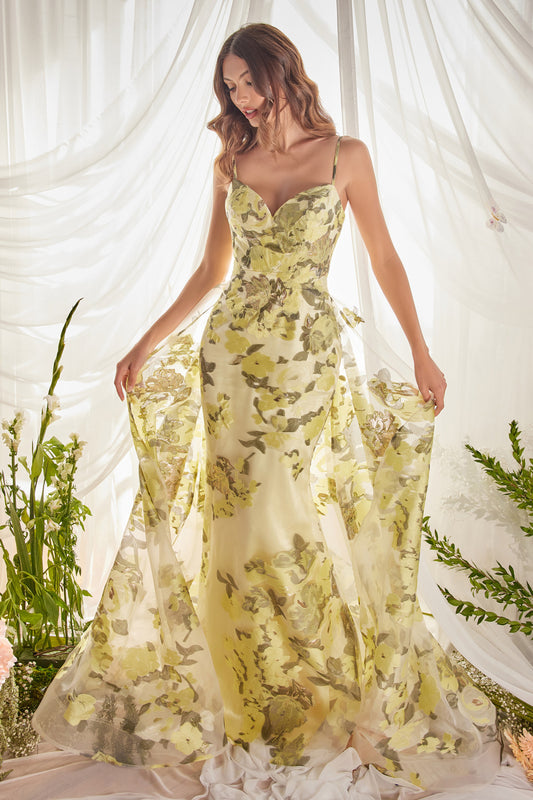 Sweetheart Sheath Organza Print Gown by Andrea & Leo Couture A0770 Penelope Gown - Special Occasion