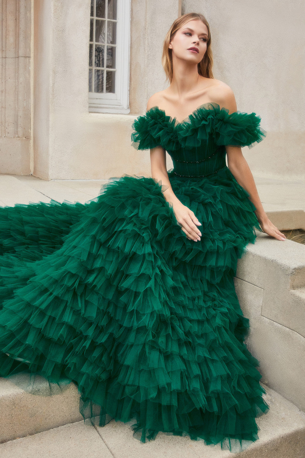 Off Shoulder Tulle Gown by Andrea & Leo Couture A1032 - Special Occasion