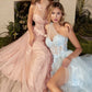 One Shoulder Illusion Tulle & Floral Bodice A-line Slit Gown by Andrea & Leo Couture A1053 LEILA GOWN - Special Occasion