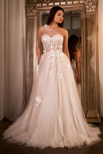 Leila One Shoulder Bridal Gown by Andrea & Leo Couture A1053W