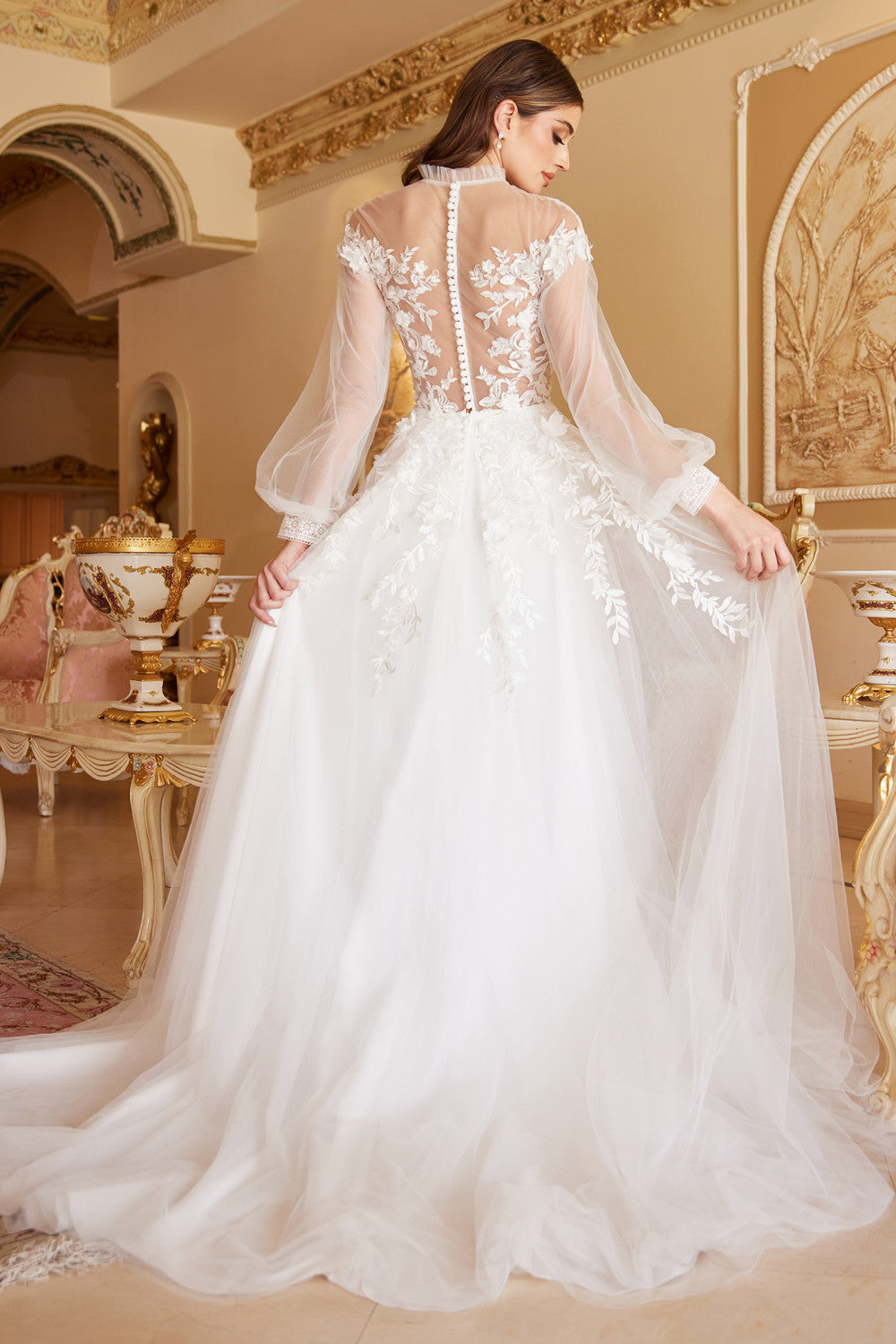 Long Sleeve A-line Tulle KATE WEDDING GOWN A1074W by Andrea & Leo Couture