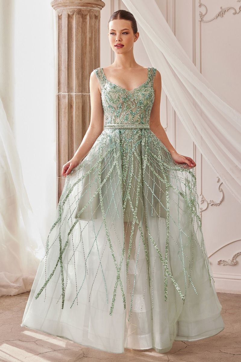 Jewel Beaded Ball Gown A1091 By Andrea & Leo Couture - Special Occasion