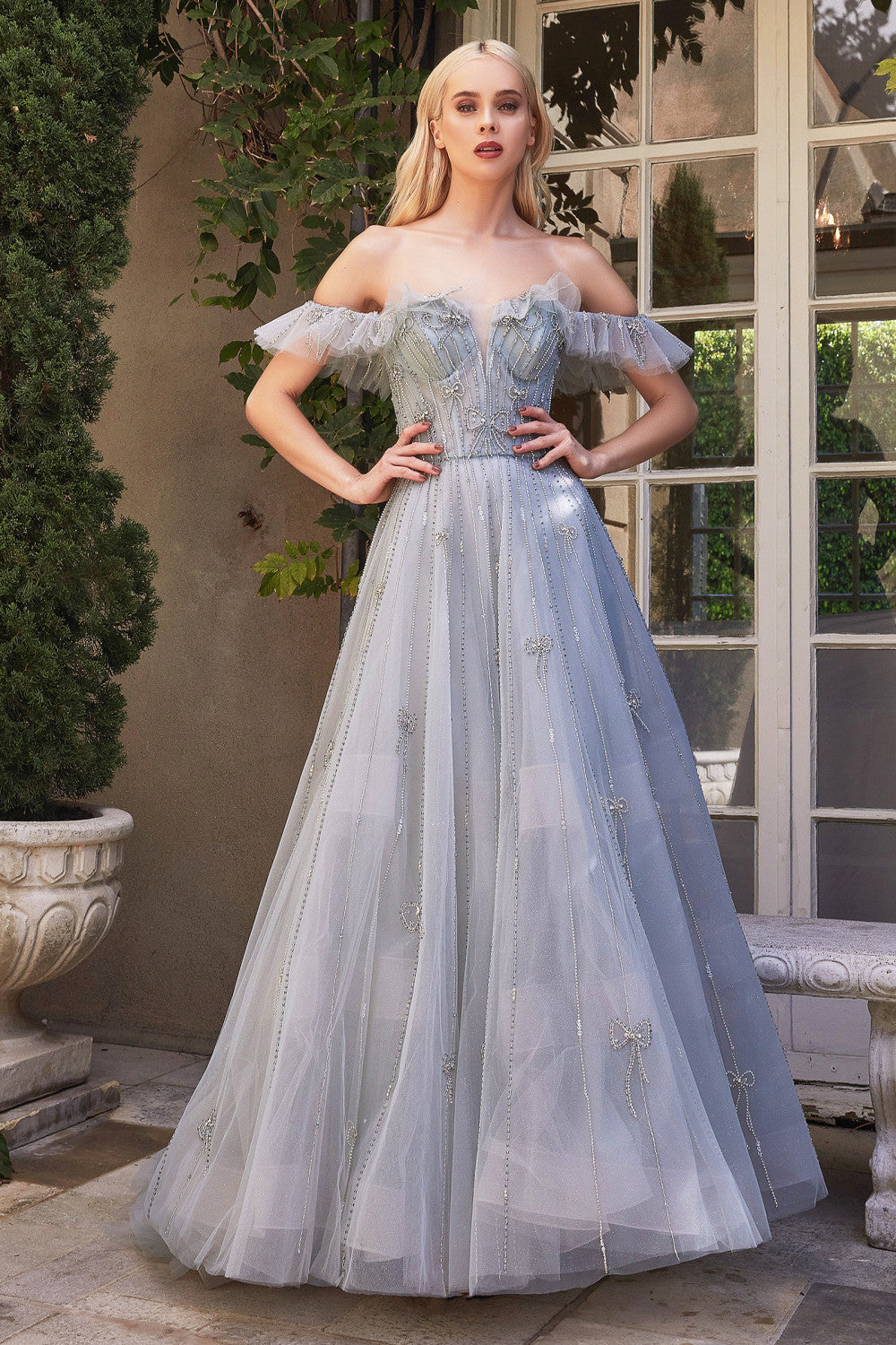 Tulle Beaded Off the Shoulder A-line Gown Andrea & Leo Couture - A1092 Charlotte