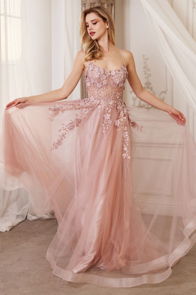 Floral Applique A-Line Gown by Andrea & Leo Couture A1142 Penelope Gown - Special Occasion