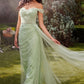 Off The Shoulder Pearl Pleated Tulle Sheath Gown with Cape by Andrea & Leo Couture A1219 - Special Occasion