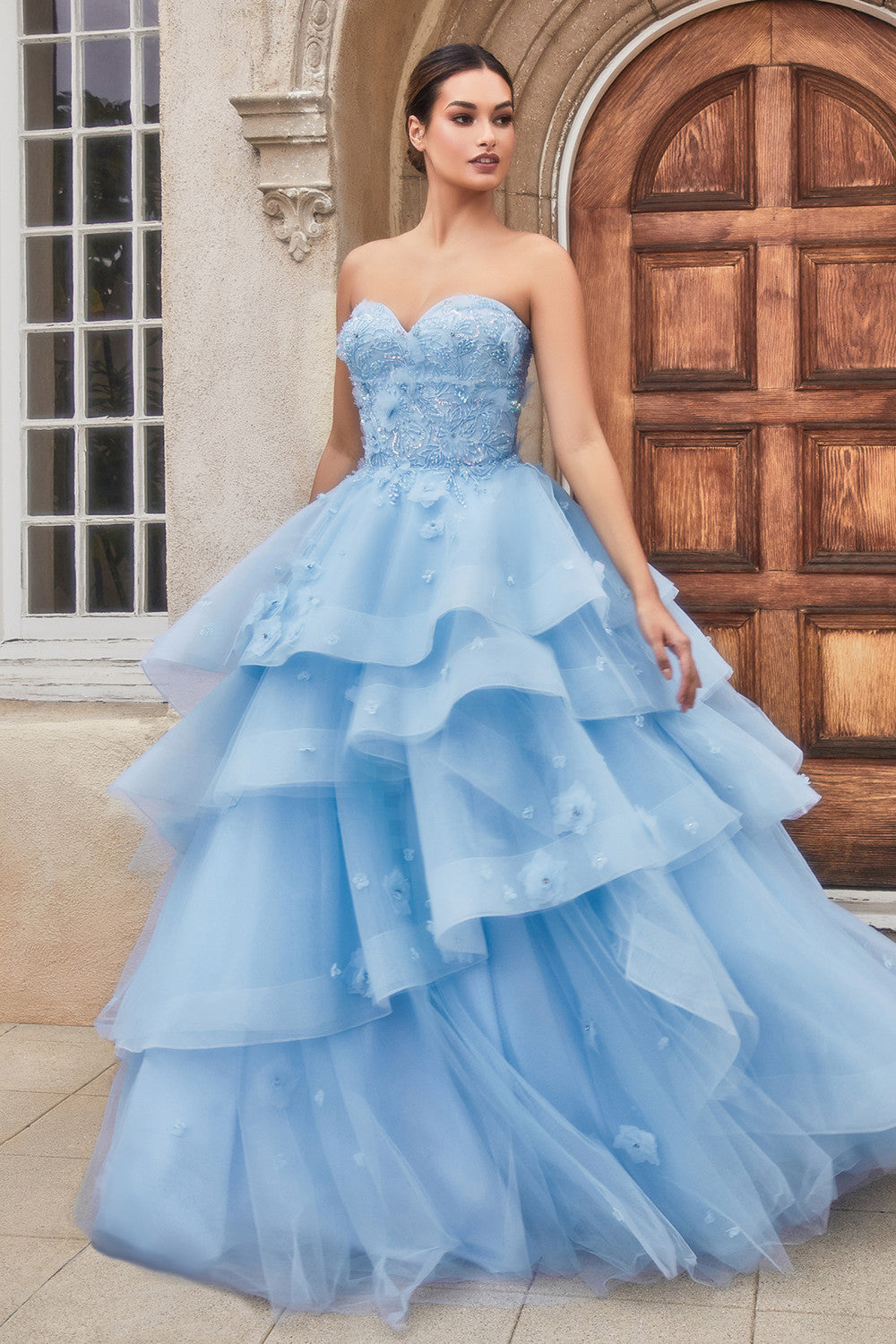 Strapless Peony Petal Layered Ball Gown Andrea & Leo Couture - A1220