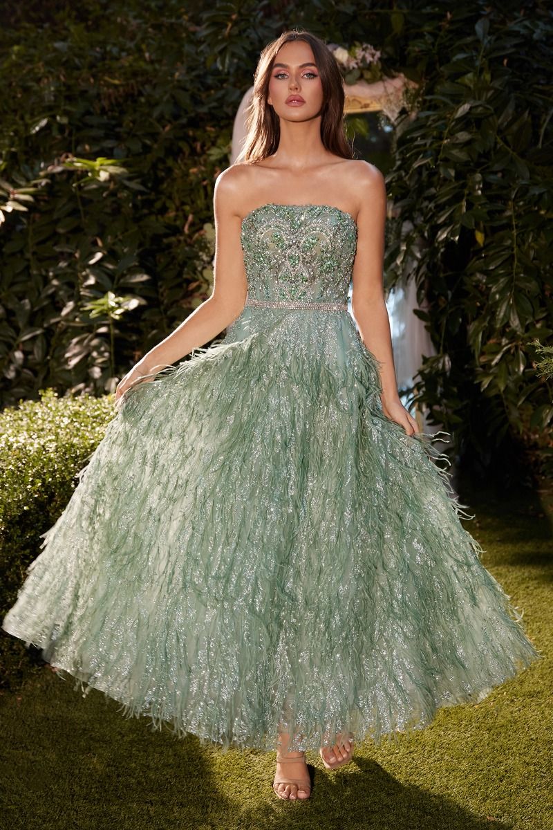 Feather Strapless A-Line Formal Evening Gown by Andrea & Leo Couture - A1226 - Special Occasion