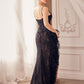 V-Neckline Fitted Lace Bodice Sexy Black Formal Evening Gown by Andrea & Leo Couture - A1228 - Special Occasion/Curves