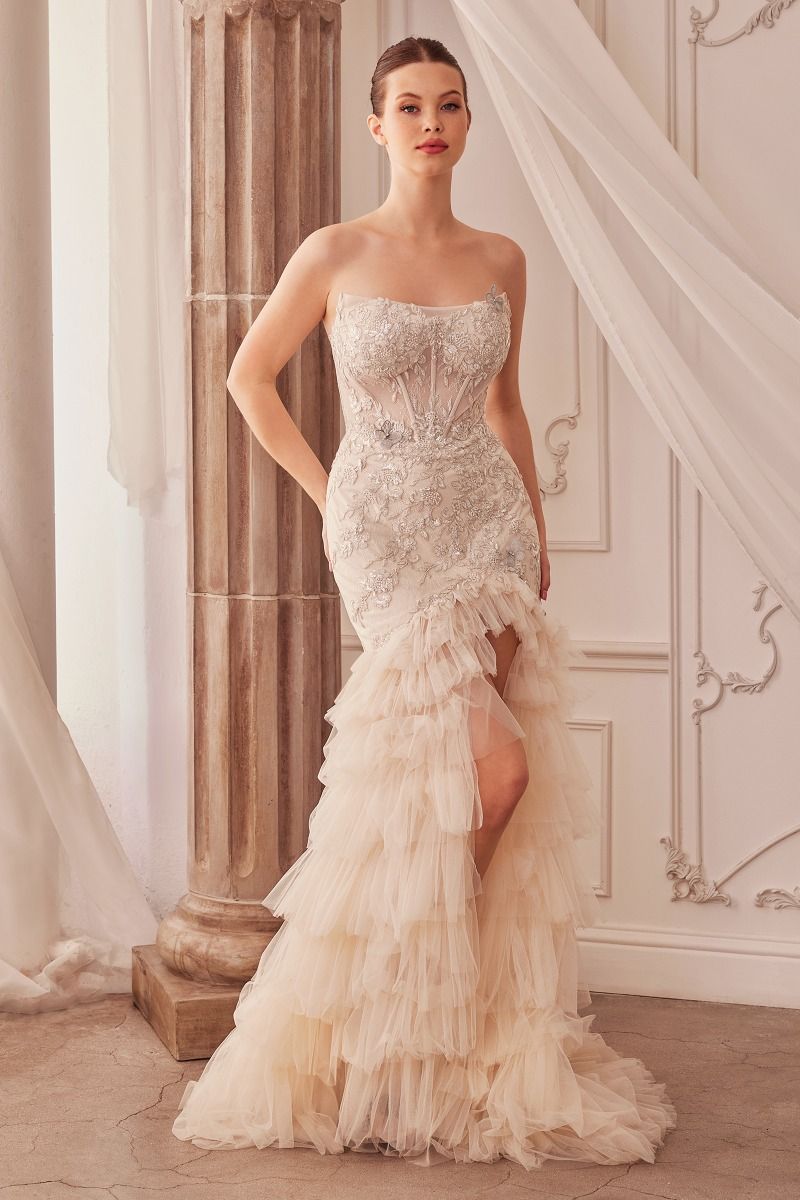 Strapless Lace & Tulle Mermaid Formal Evening Gown by Andrea & Leo Couture - A1255 - Special Occasion