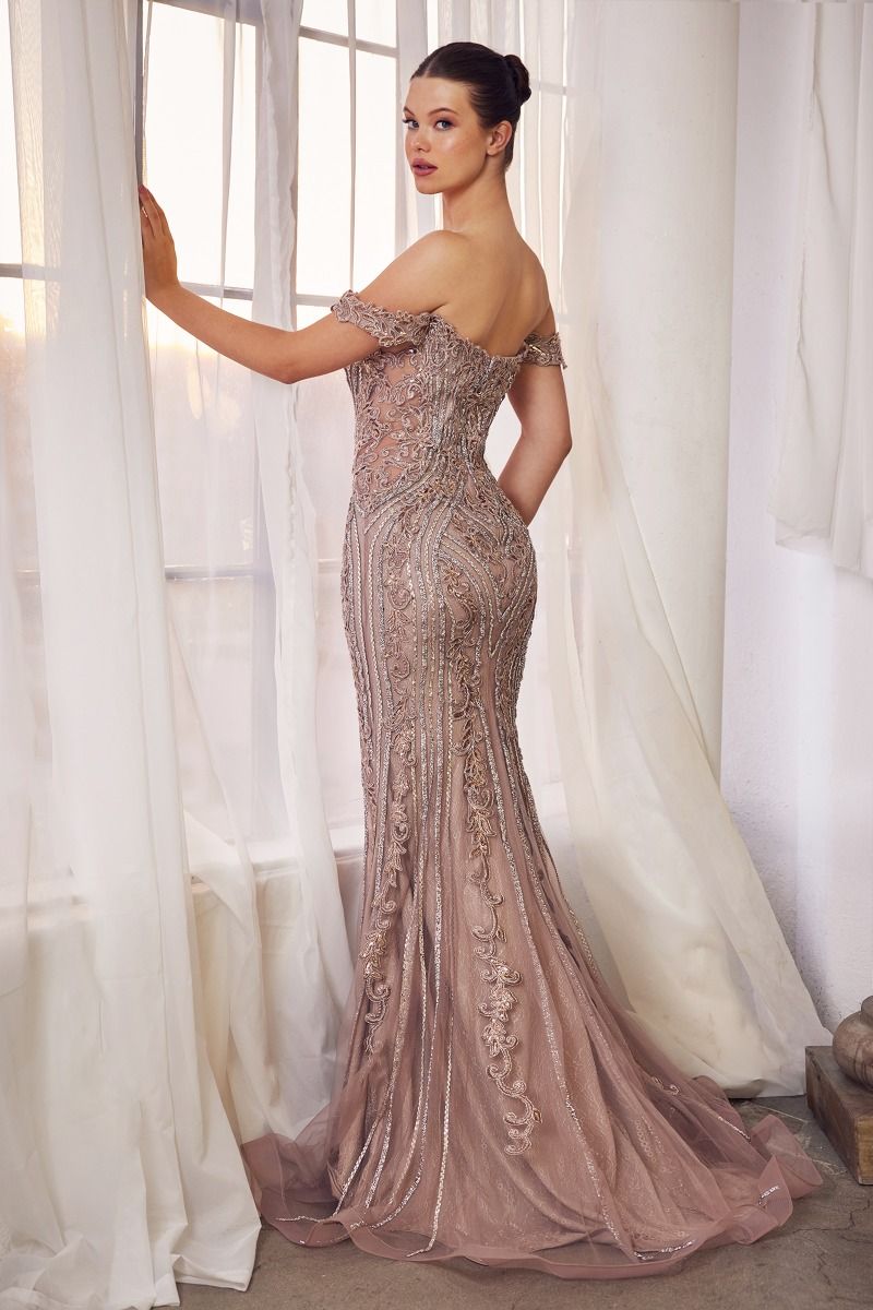 Off The Shoulder Mermaid Formal Evening Gown by Andrea & Leo Couture - A1257 - Special Occasion/Curves