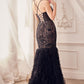 Applique V-Neckline Mermaid Formal Evening Gown by Andrea & Leo Couture - A1299 - Special Occasion/Curves