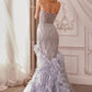 Strapless Mermaid Leg Slit Floral Formal Evening Gown by Andrea & Leo Couture - A1325 - Special Occasion