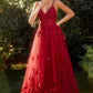 Tulle V-Neckline Floral Formal Evening Gown by Andrea & Leo Couture - A1326 - Special Occasion/Curves