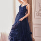 Tulle V-Neckline Floral Formal Evening Gown by Andrea & Leo Couture - A1326 - Special Occasion/Curves