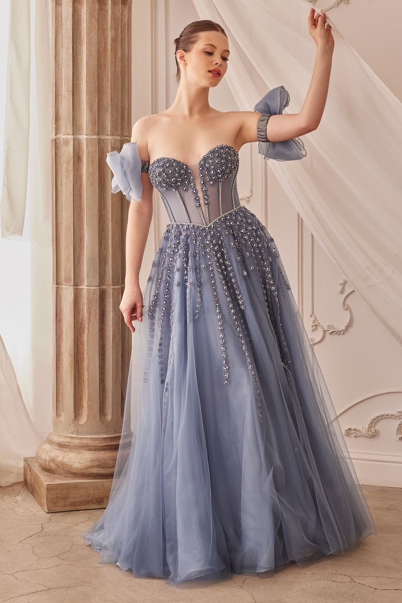 Beaded Strapless V-Neckline Formal Evening Gown by Andrea & Leo Couture - A1338 - Special Occasion