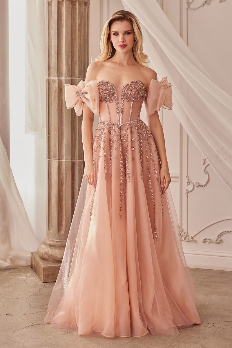 Beaded Strapless V-Neckline Formal Evening Gown by Andrea & Leo Couture - A1338 - Special Occasion