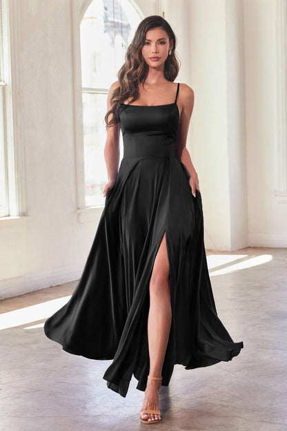 Satin A-Line Straight Neckline Gown by Cinderella Divine B8402 - Special Occasion