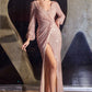 Sequin Long Sleeve V-Neckline Gown by Cinderella Divine B8422 - Special Occasion