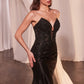 Strapless Fitted Lace Sheath Leg Slit Gown by Cinderella Divine CDS465 - Special Occasion