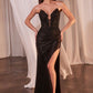 Strapless Fitted Lace Sheath Leg Slit Gown by Cinderella Divine CDS465 - Special Occasion